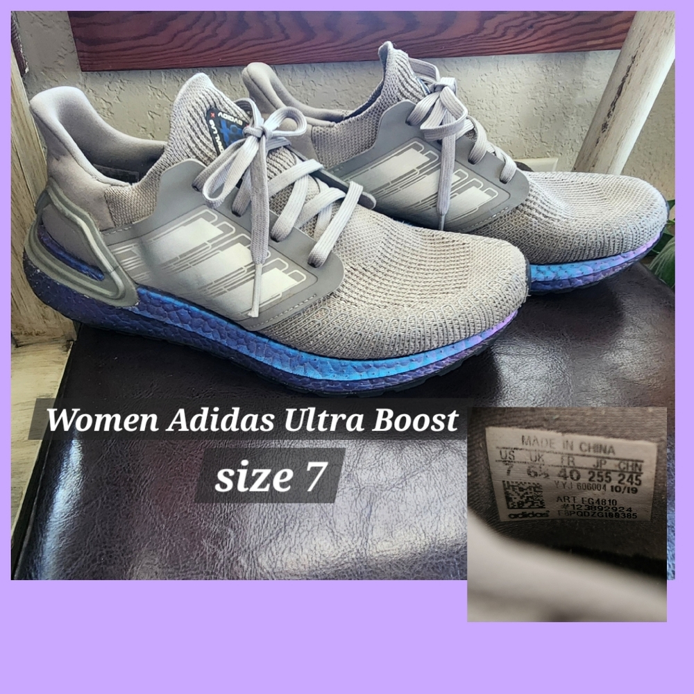 Adidas Women's Ultra Boost Gray and Blue Shoes